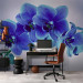 Photo Wallpaper Moments of Solitude - Blue Orchids on a Blue Background with White 60318 additionalThumb 4