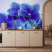 Photo Wallpaper Moments of Solitude - Blue Orchids on a Blue Background with White 60318 additionalThumb 6