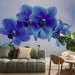 Photo Wallpaper Moments of Solitude - Blue Orchids on a Blue Background with White 60318