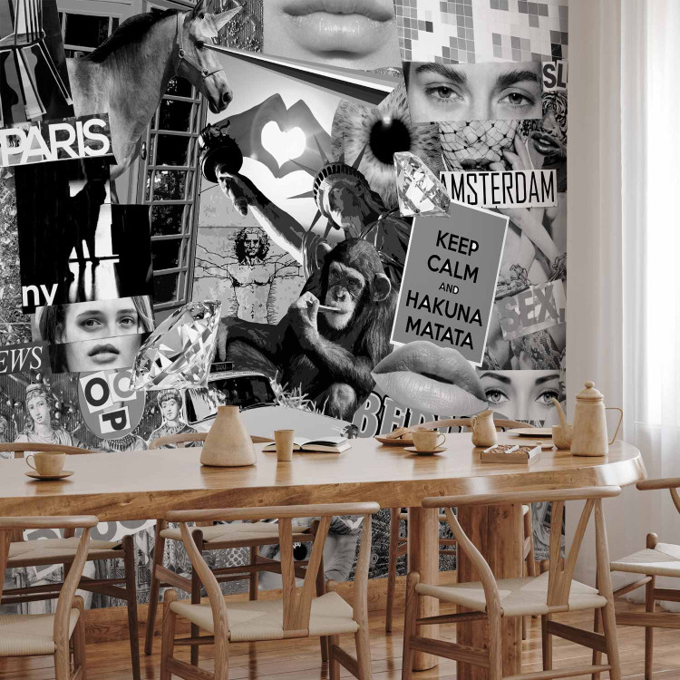 Wall Mural Street art - black and white collage with captions in English and characters 90018 additionalImage 7