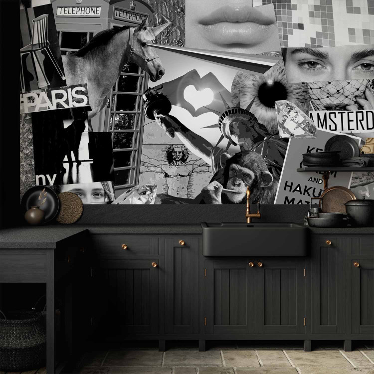 Wall Mural Street art - black and white collage with captions in English and characters 90018 additionalImage 6
