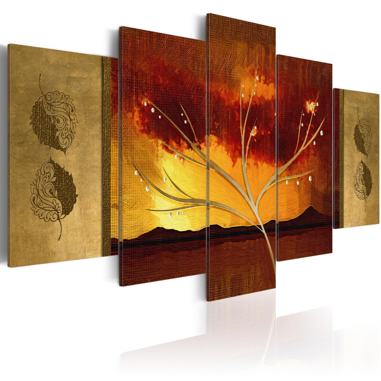 Canvas Art Print Autumn Whisper (5-piece) - Artistic Tree and Plant Ornaments 92718 additionalImage 2