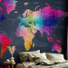 Photo Wallpaper Coloured world map - geometric outline with inscriptions in English 95018 additionalThumb 2