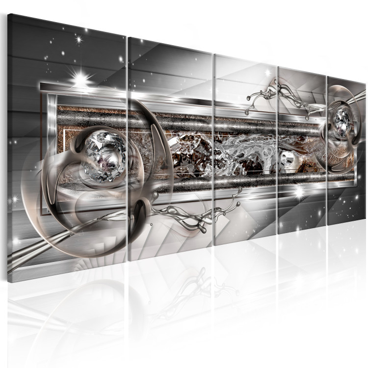 Canvas Silver Shine (5-piece) - Water Abstraction with Bronze Accents 99118 additionalImage 2