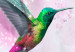 Canvas Print Colorful Hummingbirds (5-part) Wide Purple - Birds and Flowers 108028 additionalThumb 5