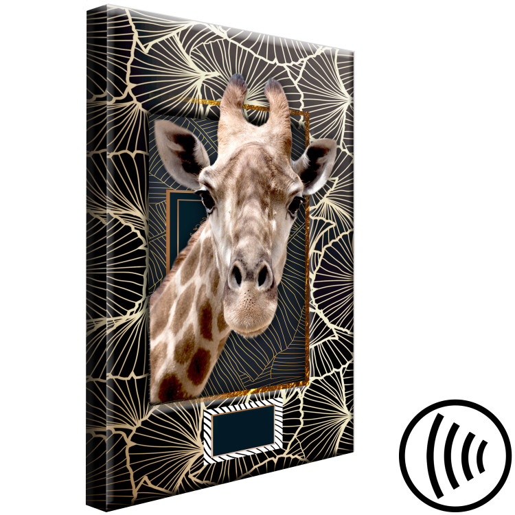 Canvas Print Giraffe Portrait (1-part) - Animal Against Textured Pattern Background 116428 additionalImage 6