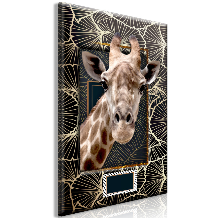 Canvas Print Giraffe Portrait (1-part) - Animal Against Textured Pattern Background 116428 additionalImage 2