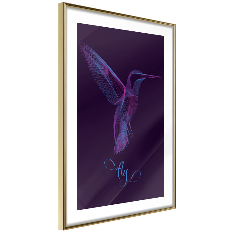 Wall Poster Purple Hummingbird - dark abstraction with bird and English text 117228 additionalImage 6