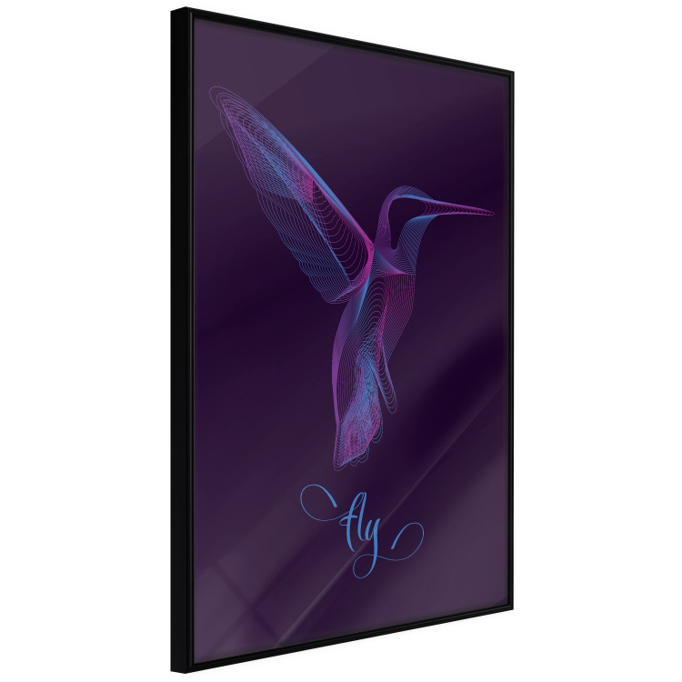 Wall Poster Purple Hummingbird - dark abstraction with bird and English text 117228 additionalImage 10