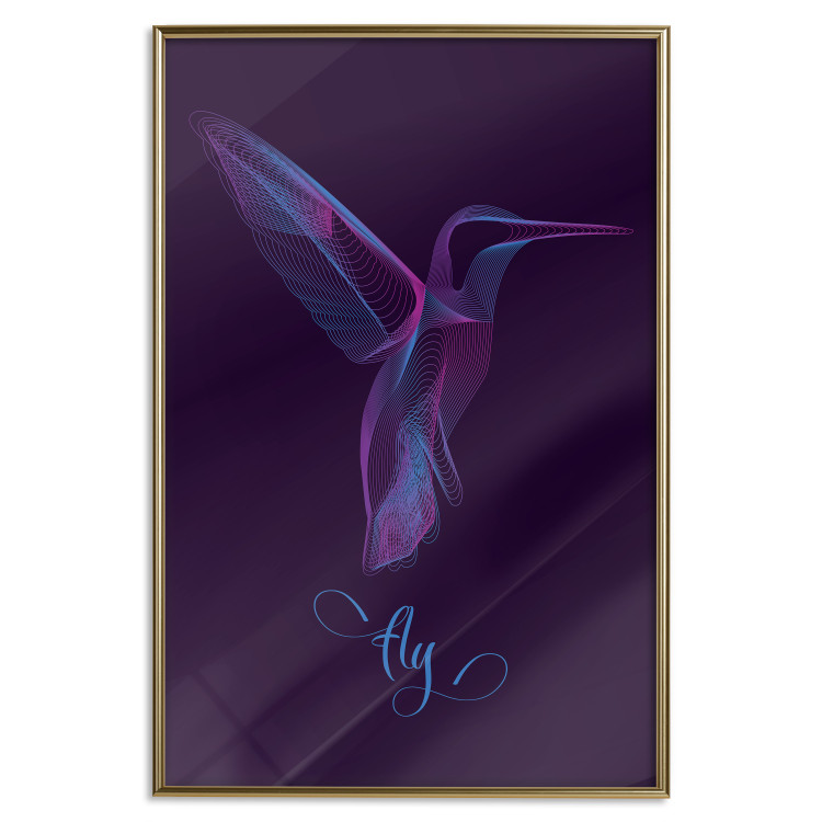 Wall Poster Purple Hummingbird - dark abstraction with bird and English text 117228 additionalImage 16