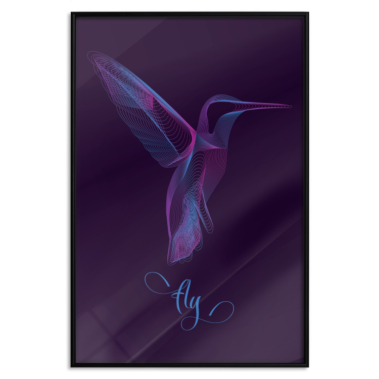 Wall Poster Purple Hummingbird - dark abstraction with bird and English text 117228 additionalImage 18