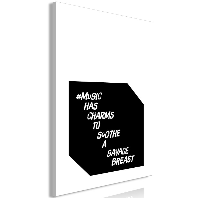 Canvas Even the greatest beast can be called music - minimalist black and white graphics with an inscription in English 117428 additionalImage 2