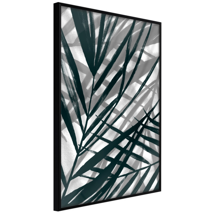 Poster In the Shade of Leaves - black and white leaves casting shadows on a white wall 122628 additionalImage 10
