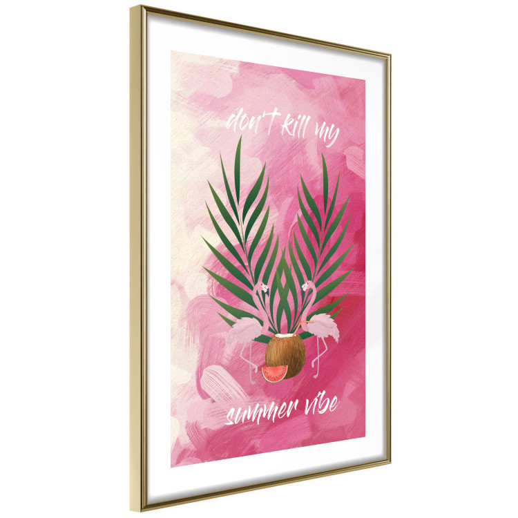 Poster Don't Kill My Summer Vibe - white text and flamingos on a pink background 123028 additionalImage 8