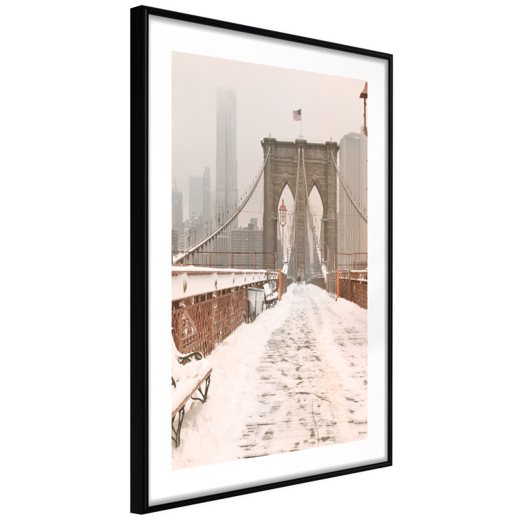 Poster Sepia Brooklyn Bridge - architecture in wintry and misty scenery 123828 additionalImage 11