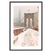 Poster Sepia Brooklyn Bridge - architecture in wintry and misty scenery 123828 additionalThumb 18