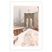 Poster Sepia Brooklyn Bridge - architecture in wintry and misty scenery 123828 additionalThumb 15