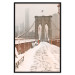 Poster Sepia Brooklyn Bridge - architecture in wintry and misty scenery 123828 additionalThumb 16