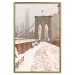 Poster Sepia Brooklyn Bridge - architecture in wintry and misty scenery 123828 additionalThumb 26