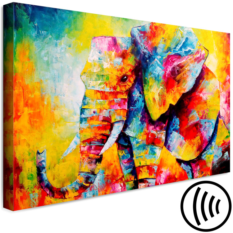 Canvas Colourful Animals: Elephant (1 Part) Wide 127028 additionalImage 6