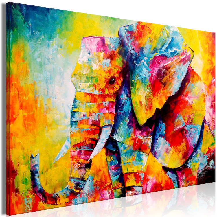 Canvas Colourful Animals: Elephant (1 Part) Wide 127028 additionalImage 2