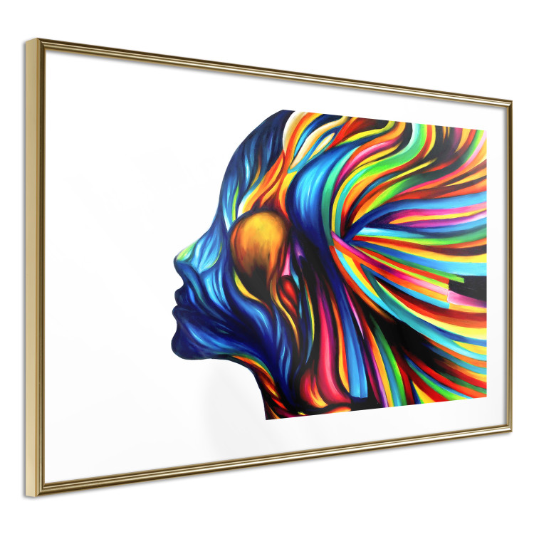 Poster Rainbow Hair - abstract and colorful silhouette of a woman on a white background 127328 additionalImage 7