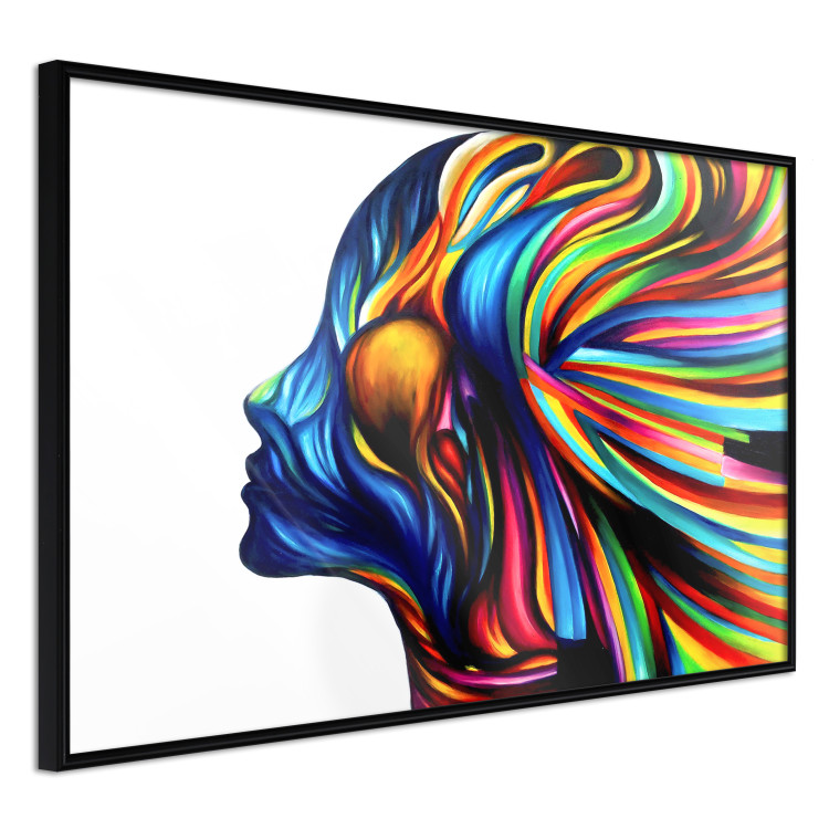 Poster Rainbow Hair - abstract and colorful silhouette of a woman on a white background 127328 additionalImage 11