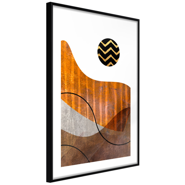 Wall Poster Fluid Motion - abstract brown waves and circle with patterns on white background 127828 additionalImage 6