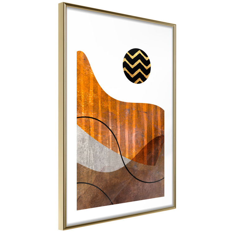 Wall Poster Fluid Motion - abstract brown waves and circle with patterns on white background 127828 additionalImage 7