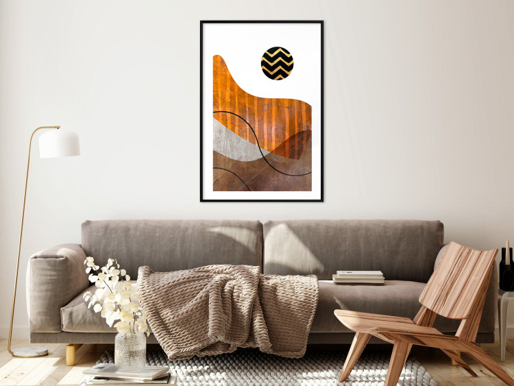 Wall Poster Fluid Motion - abstract brown waves and circle with patterns on white background 127828 additionalImage 18