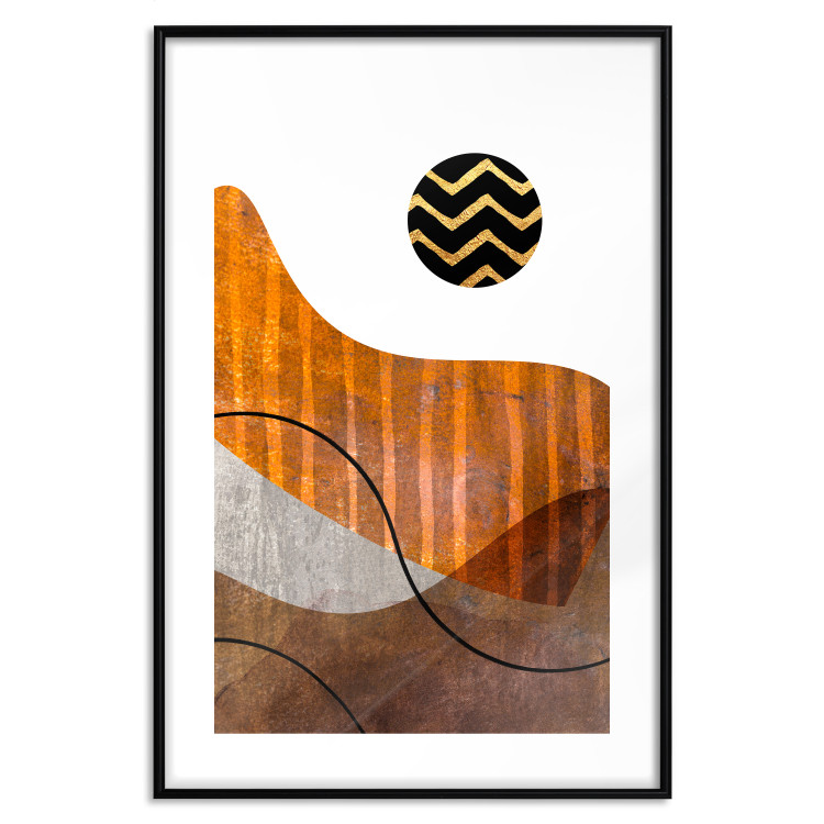 Wall Poster Fluid Motion - abstract brown waves and circle with patterns on white background 127828 additionalImage 20