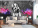 Photo Wallpaper Dog DJ - a playful abstraction in shades of grey with a music motif 129028