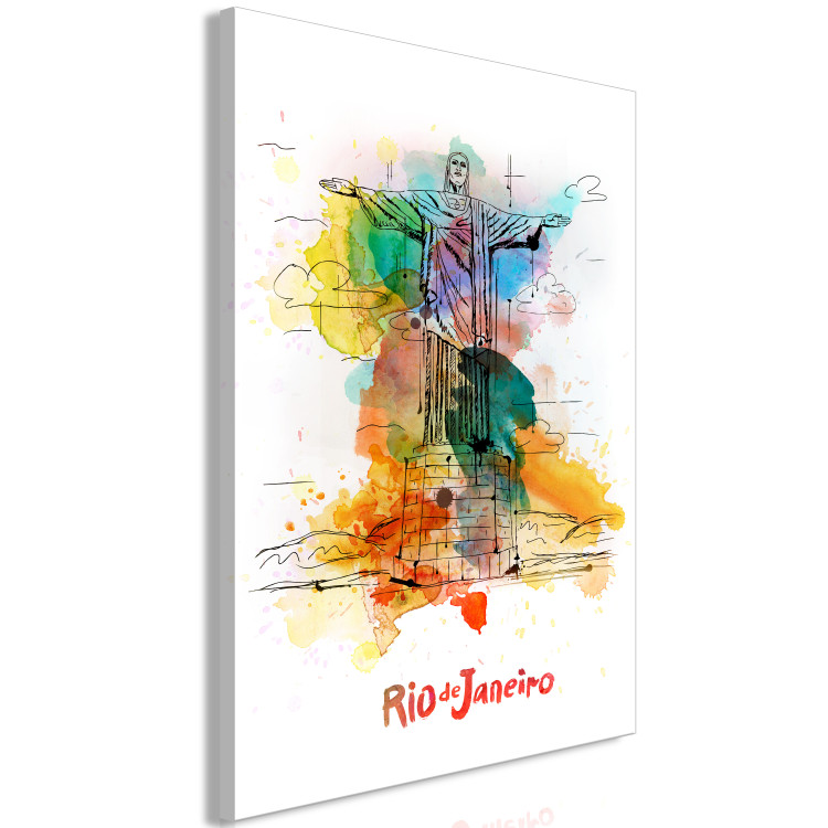 Canvas Print Rainbow Rio (1-part) vertical - Jesus in abstract architecture 129328 additionalImage 2