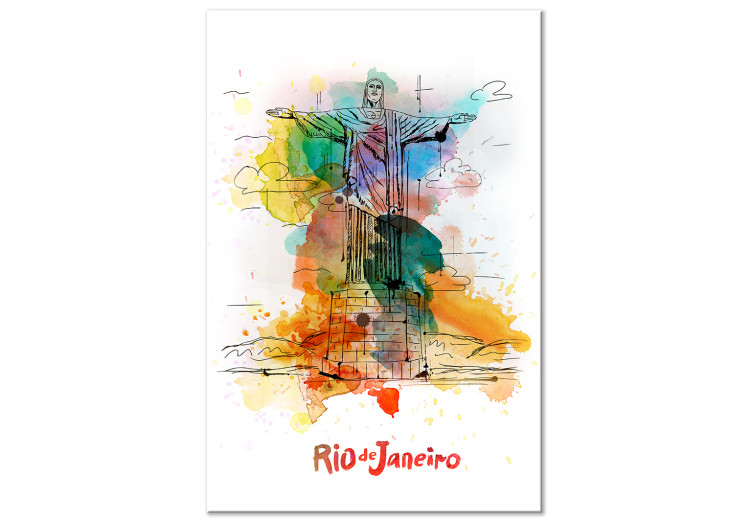 Canvas Print Rainbow Rio (1-part) vertical - Jesus in abstract architecture 129328