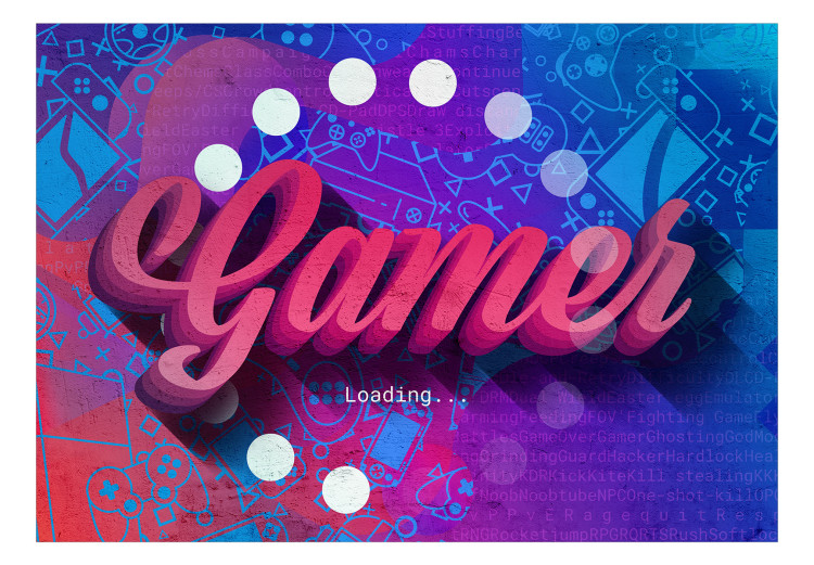 Photo Wallpaper Hobby - modern English lettering on a colourful background with a game motif 130428 additionalImage 1