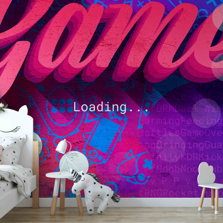 Photo Wallpaper Hobby - modern English lettering on a colourful background with a game motif 130428 additionalImage 4