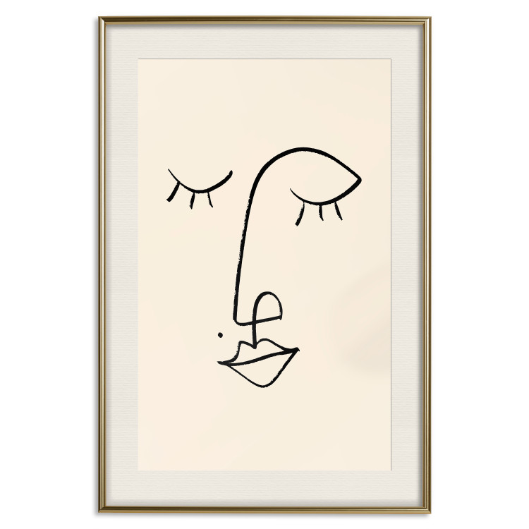 Poster Playful Beauty Mark - line art of a face on a light abstract background 130828 additionalImage 20