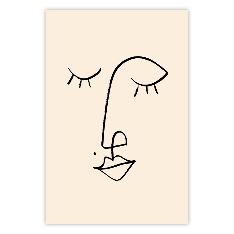 Poster Playful Beauty Mark - line art of a face on a light abstract background 130828