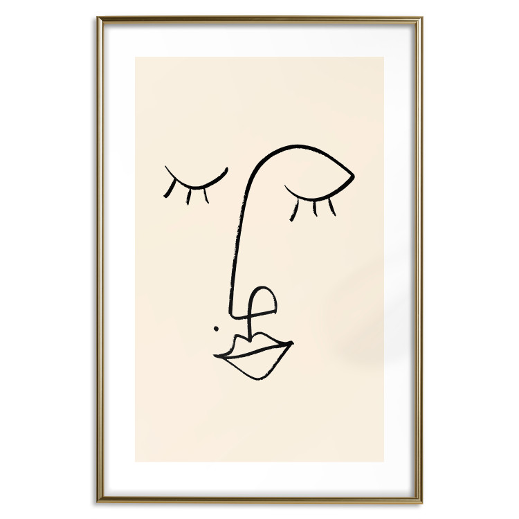 Poster Playful Beauty Mark - line art of a face on a light abstract background 130828 additionalImage 16
