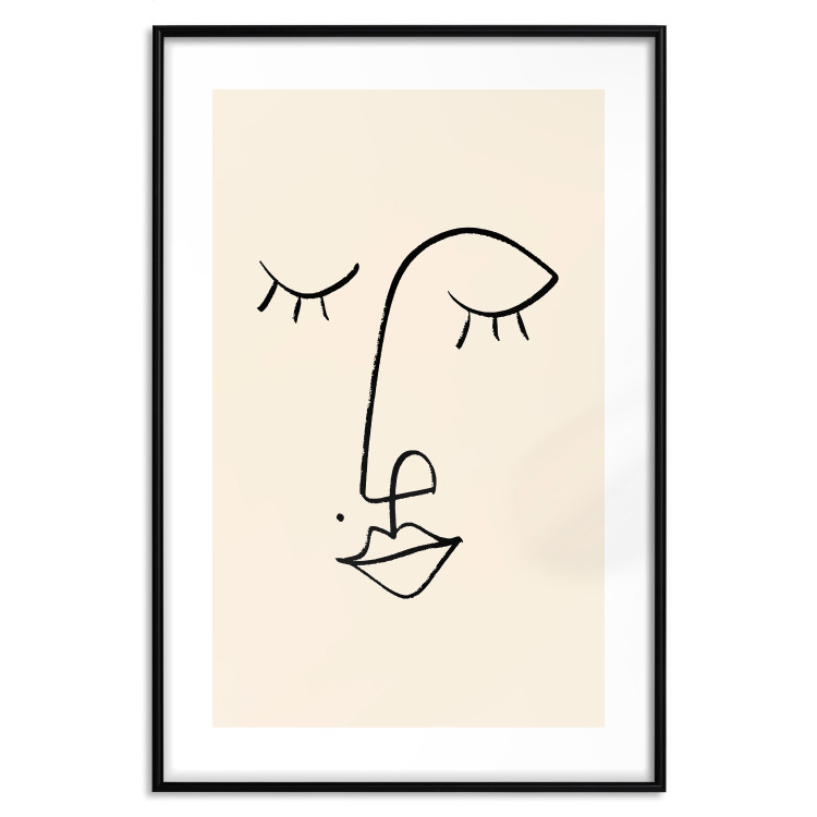 Poster Playful Beauty Mark - line art of a face on a light abstract background 130828 additionalImage 15