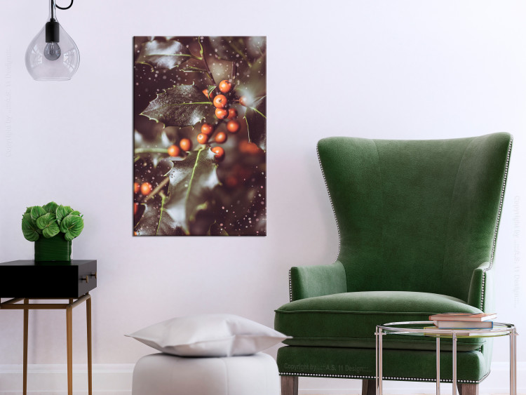 Canvas Print Magic holly - winter photography with floral motif 132128 additionalImage 3