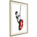 Wall Poster Banksy: Boy on a Swing - black and white boy on a swing with a wheel 132428 additionalThumb 2