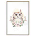 Poster Sabina the Owl - plant composition of light flowers and an owl on a white background 135728 additionalThumb 27