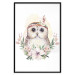 Poster Sabina the Owl - plant composition of light flowers and an owl on a white background 135728 additionalThumb 2
