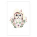 Poster Sabina the Owl - plant composition of light flowers and an owl on a white background 135728 additionalThumb 4