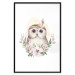 Poster Sabina the Owl - plant composition of light flowers and an owl on a white background 135728 additionalThumb 25