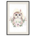 Poster Sabina the Owl - plant composition of light flowers and an owl on a white background 135728 additionalThumb 26
