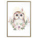 Poster Sabina the Owl - plant composition of light flowers and an owl on a white background 135728 additionalThumb 17