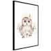 Poster Sabina the Owl - plant composition of light flowers and an owl on a white background 135728 additionalThumb 13