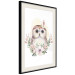 Poster Sabina the Owl - plant composition of light flowers and an owl on a white background 135728 additionalThumb 15